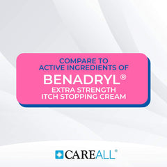 CareAll Anti-Itch Cream label closeup highlighting ingredients and directions.