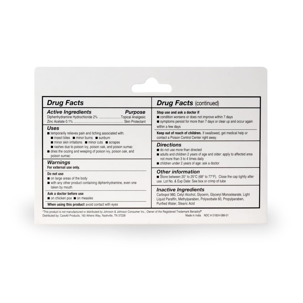 CareAll Anti-Itch Cream packaging emphasizes portable 1.25oz size.