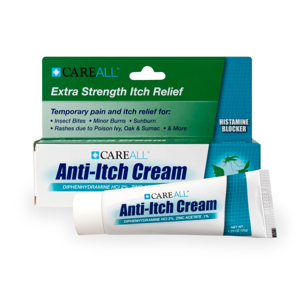 CareAll Anti-Itch Cream tube shows product for outdoor skin irritations.