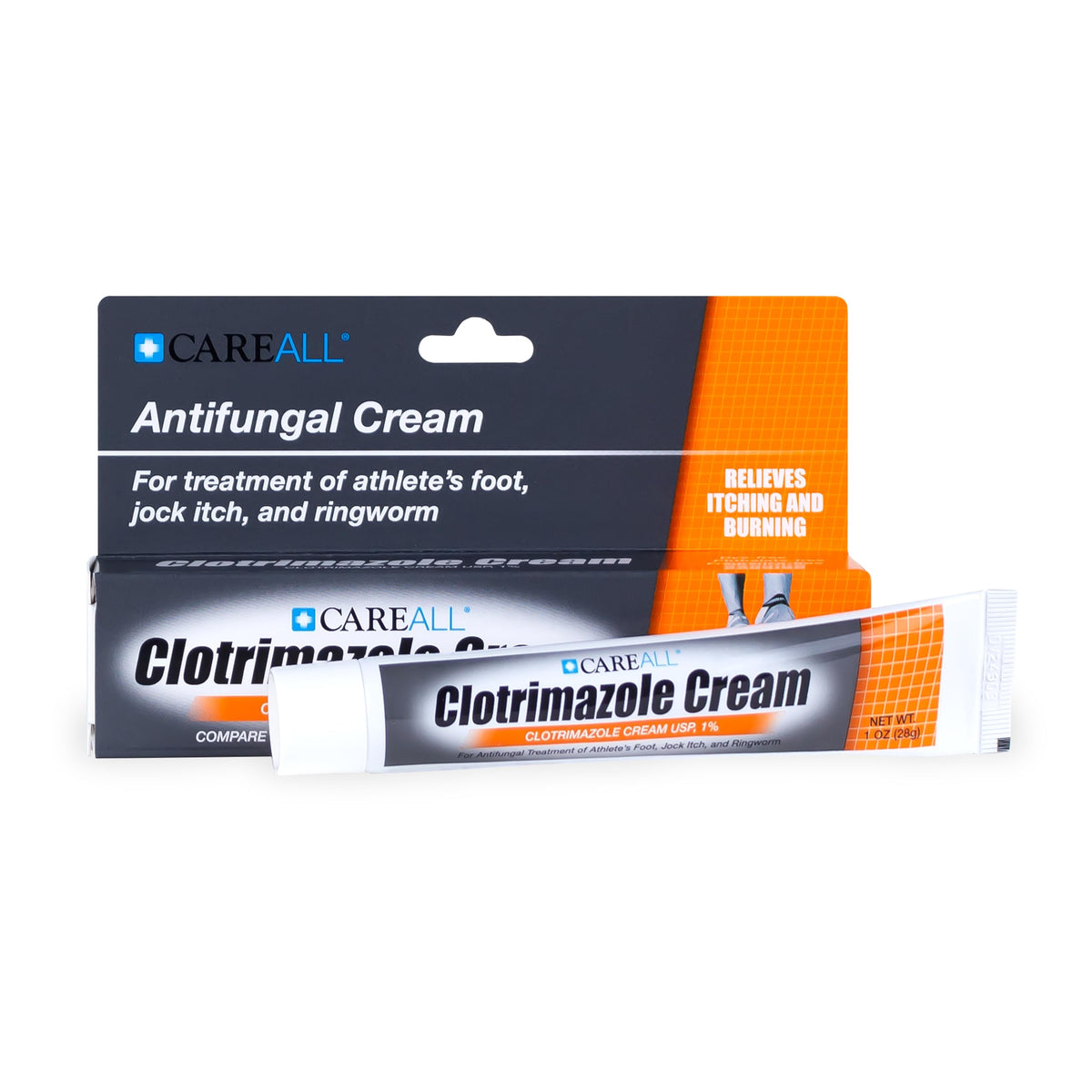 CareAll clotrimazole 1% cream tube ready for at-home antifungal treatment