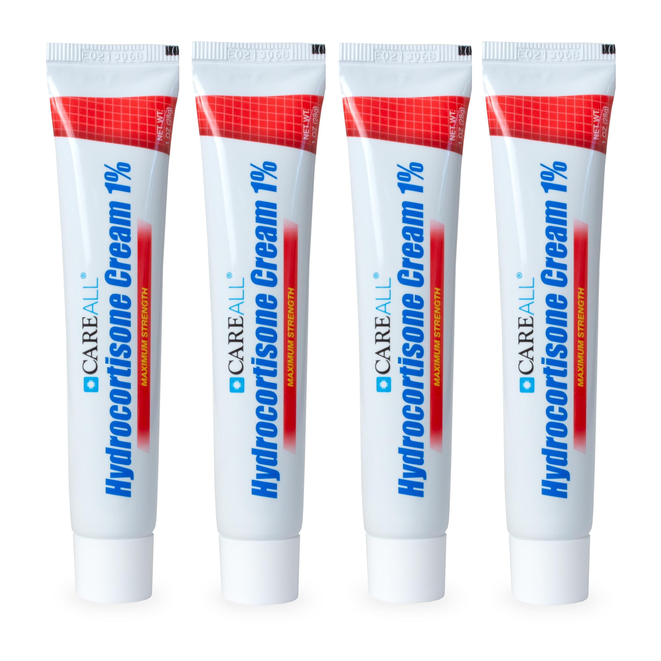 CareAll Hydrocortisone 1% tubes pack4 shown for convenient multi-pack itch relief
