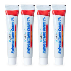 CareAll Hydrocortisone 1% tubes pack4 shown for convenient multi-pack itch relief