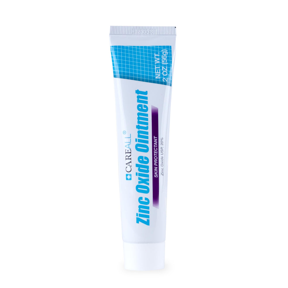 Imagen del empaque de CareAll Zinc Oxide 20% con sello de seguridad para tranquilidad.