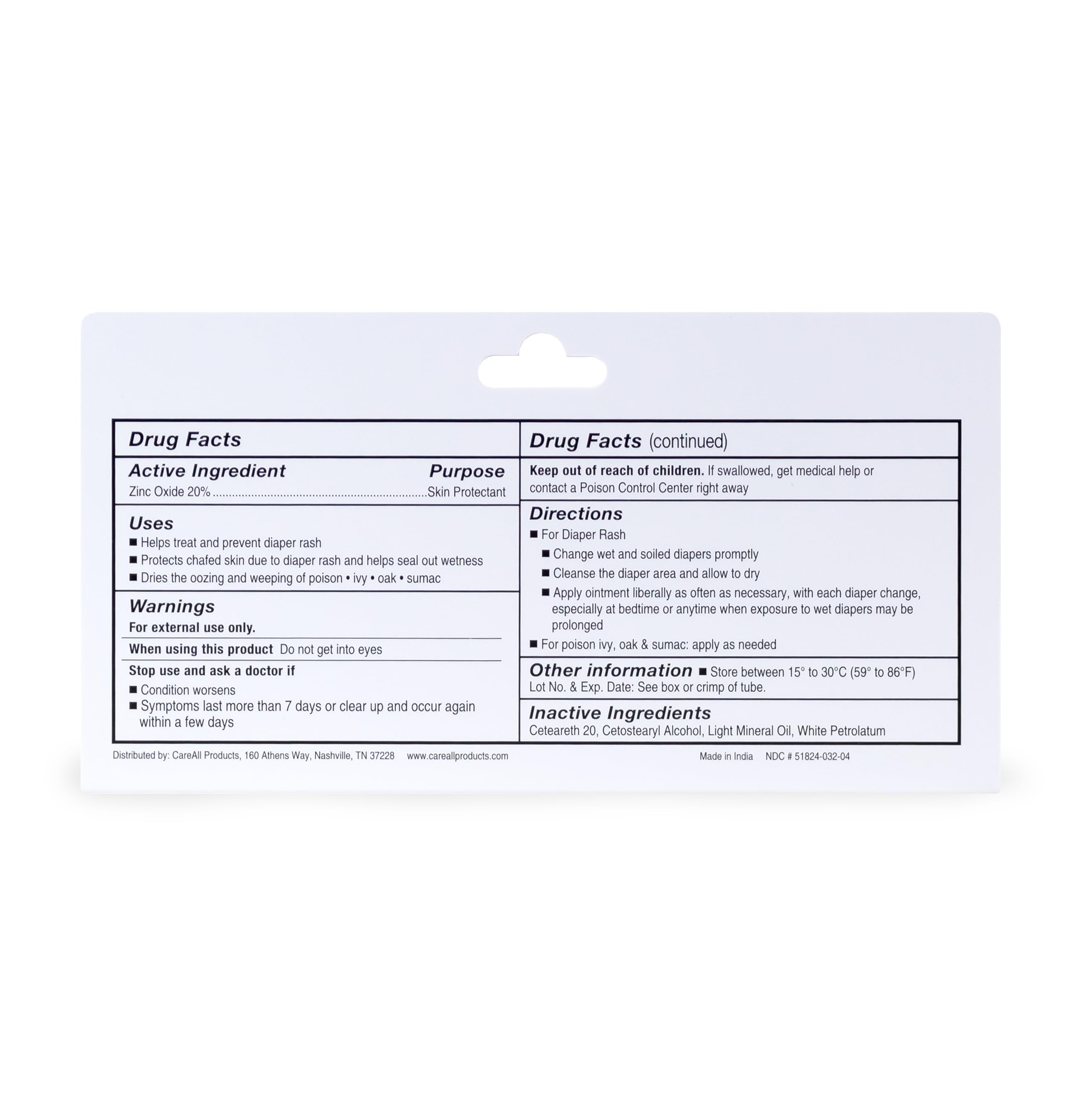 Sello de seguridad en el envase de CareAll Zinc Oxide 20% para evitar manipulación.