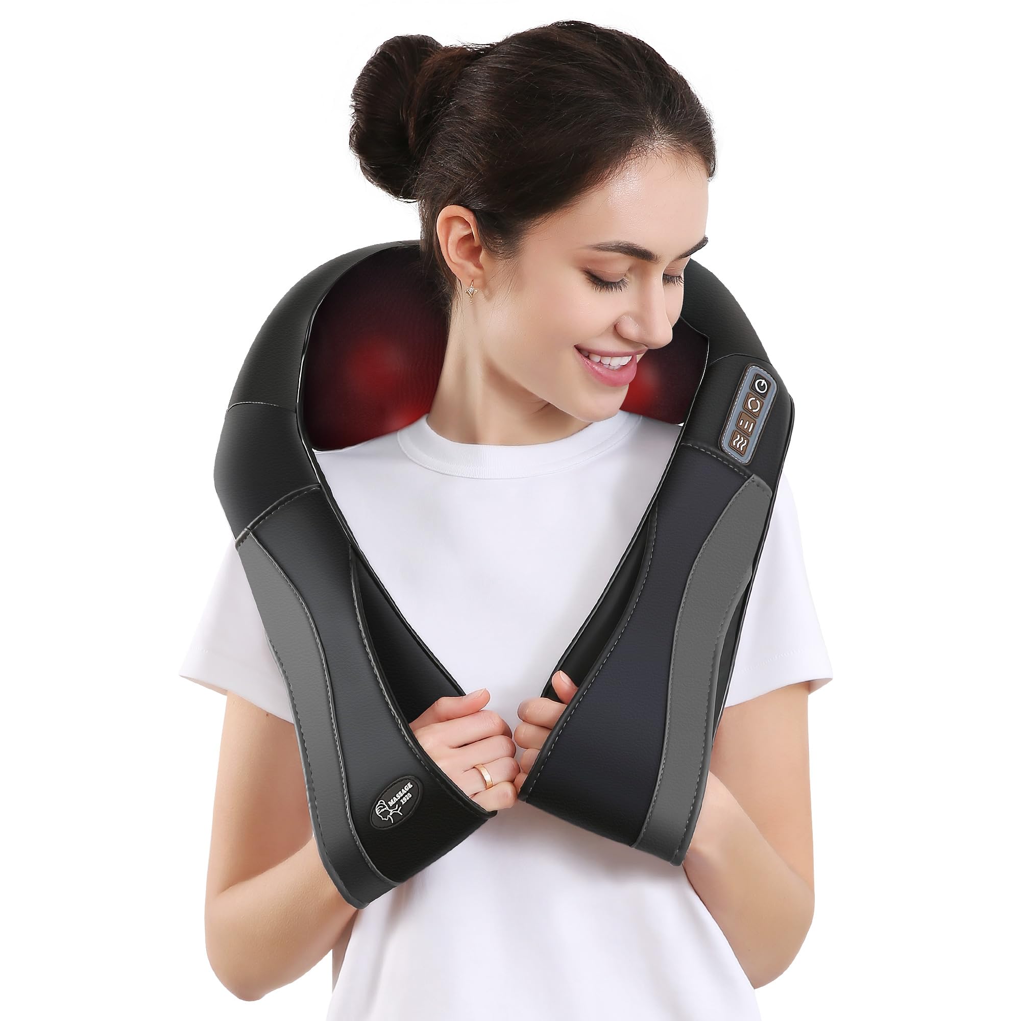 Careboda back neck shoulder massager with heat delivering a targeted shiatsu experience