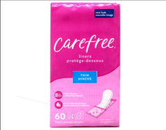 Carefree Acti-Fresh Body Shape pantiliner with 2x absorption core for enhanced protection.