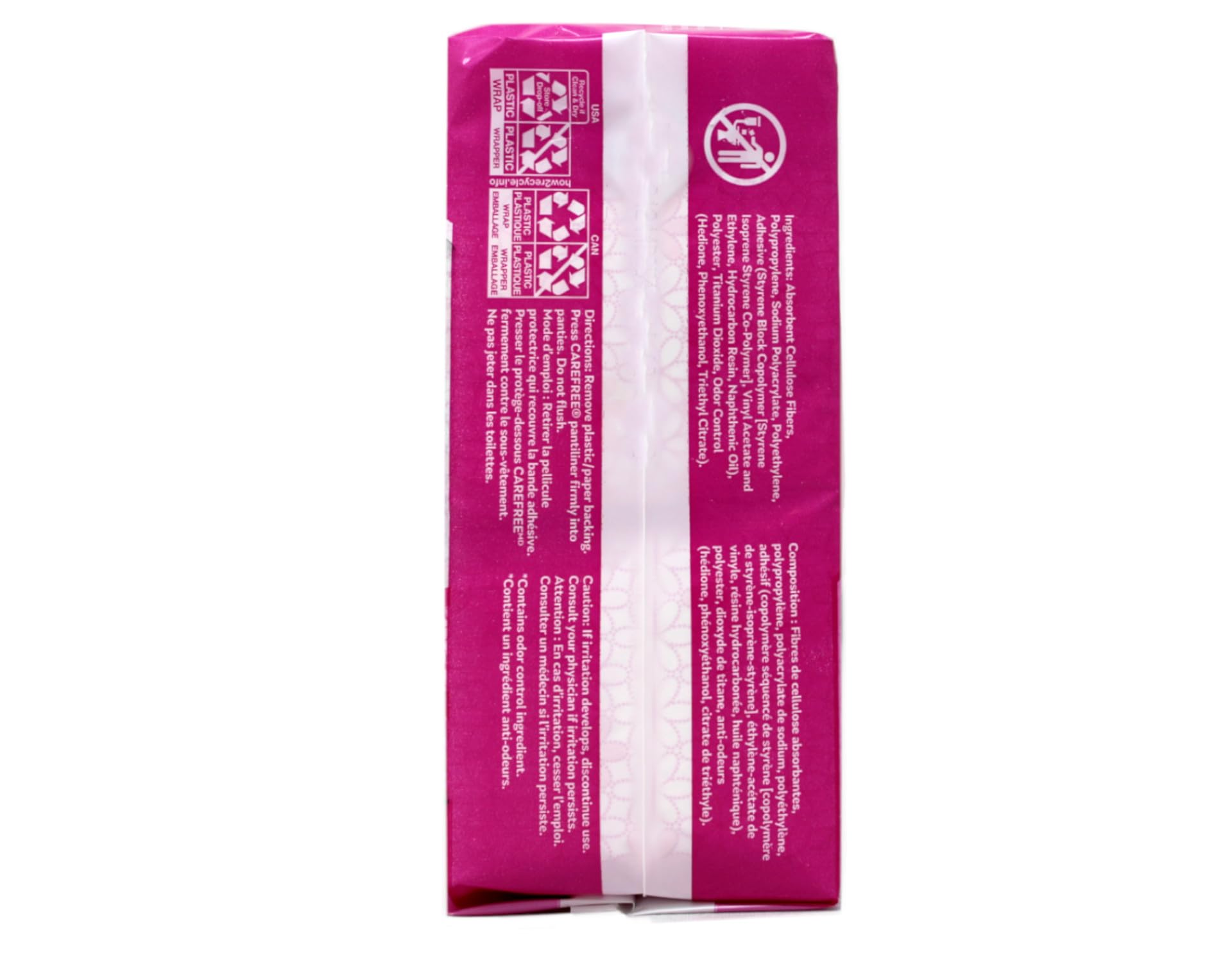 Carefree Acti-Fresh Body Shape pantiliner pack of 60 unscented in a 3-pack.