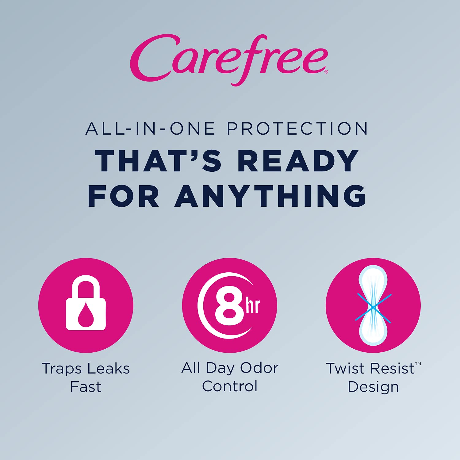 Carefree Acti-Fresh liner close-up showing absorbent core for moisture wicking