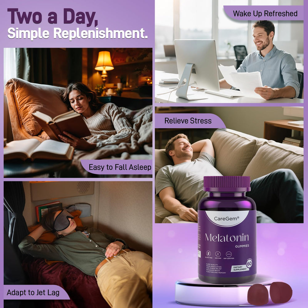 Grape flavor visual cue for CareGem Sleep Aid soothing bedtime ritual