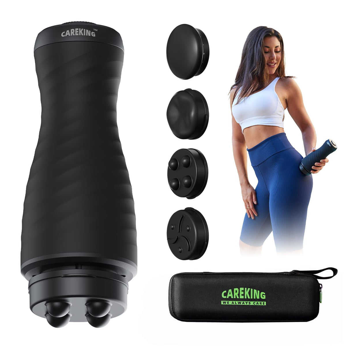 CAREKING BodyRelaxer front view, compact handheld massager for home use and post-workout relief
