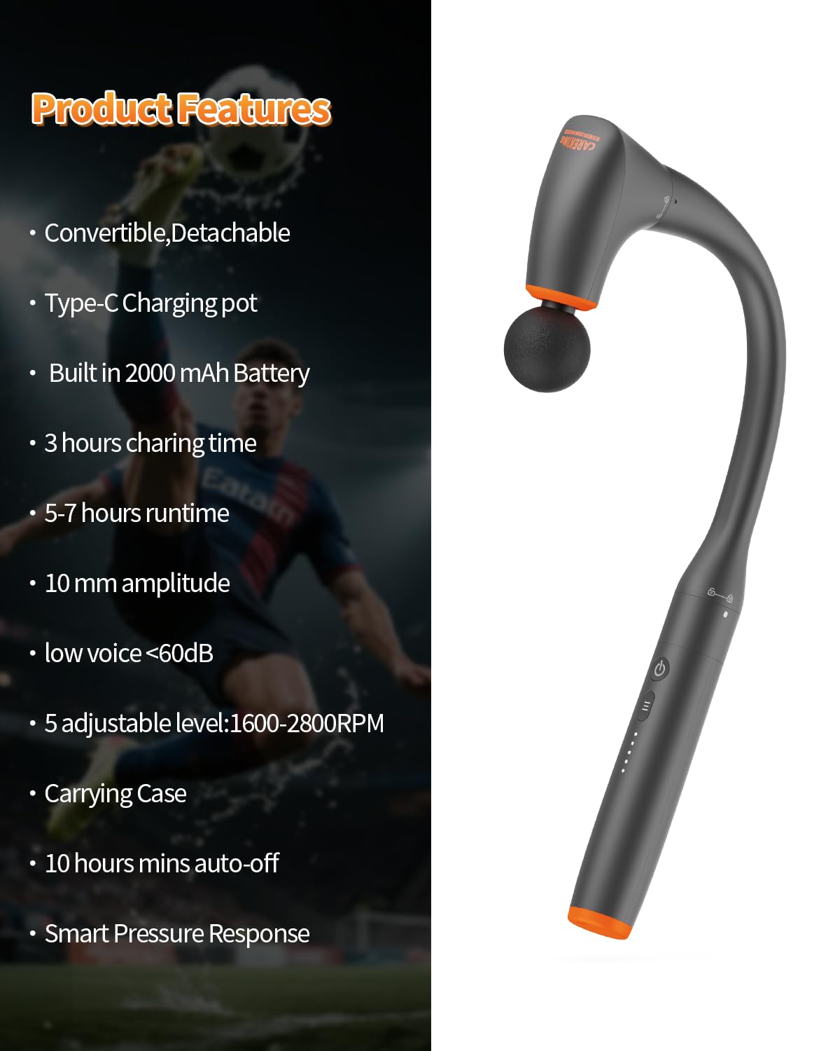 CAREKING 10mm-amplitude delivers deep percussion for muscle relief