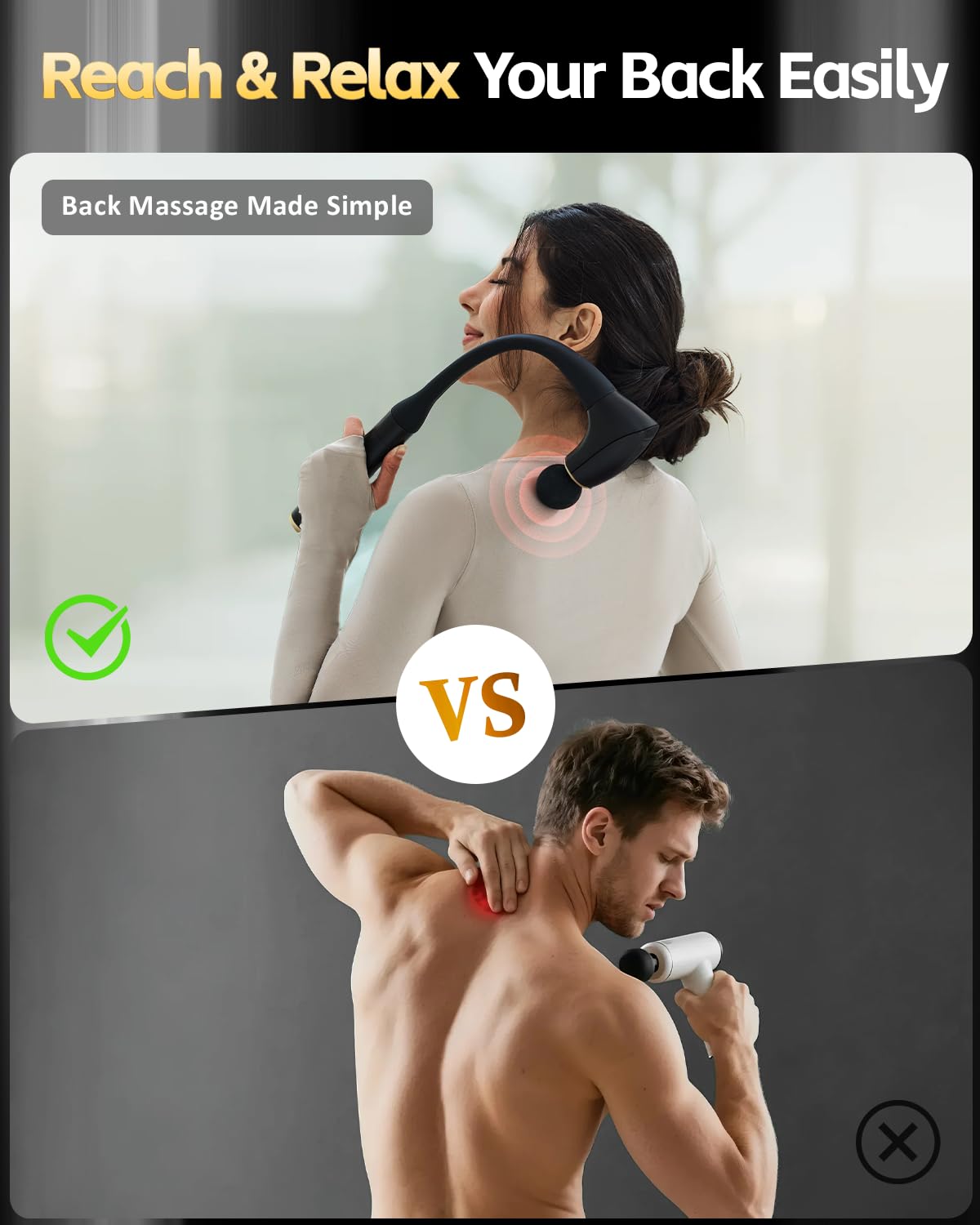 CAREGKING flat-head attachment targets large muscle areas like back and shoulders.