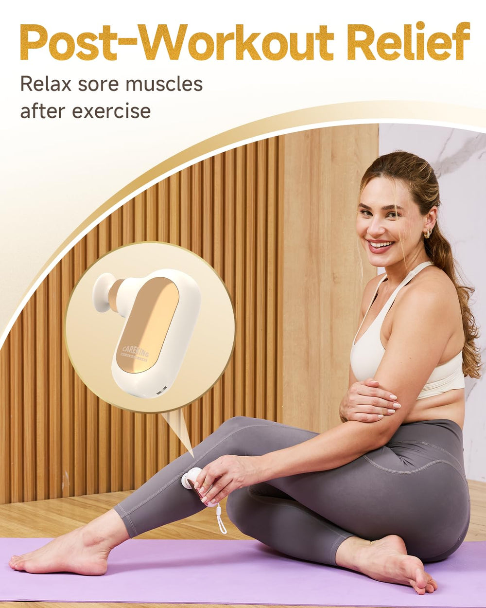 CAREKING Mini Massage Gun in hand demonstrates compact, one-handed operation.