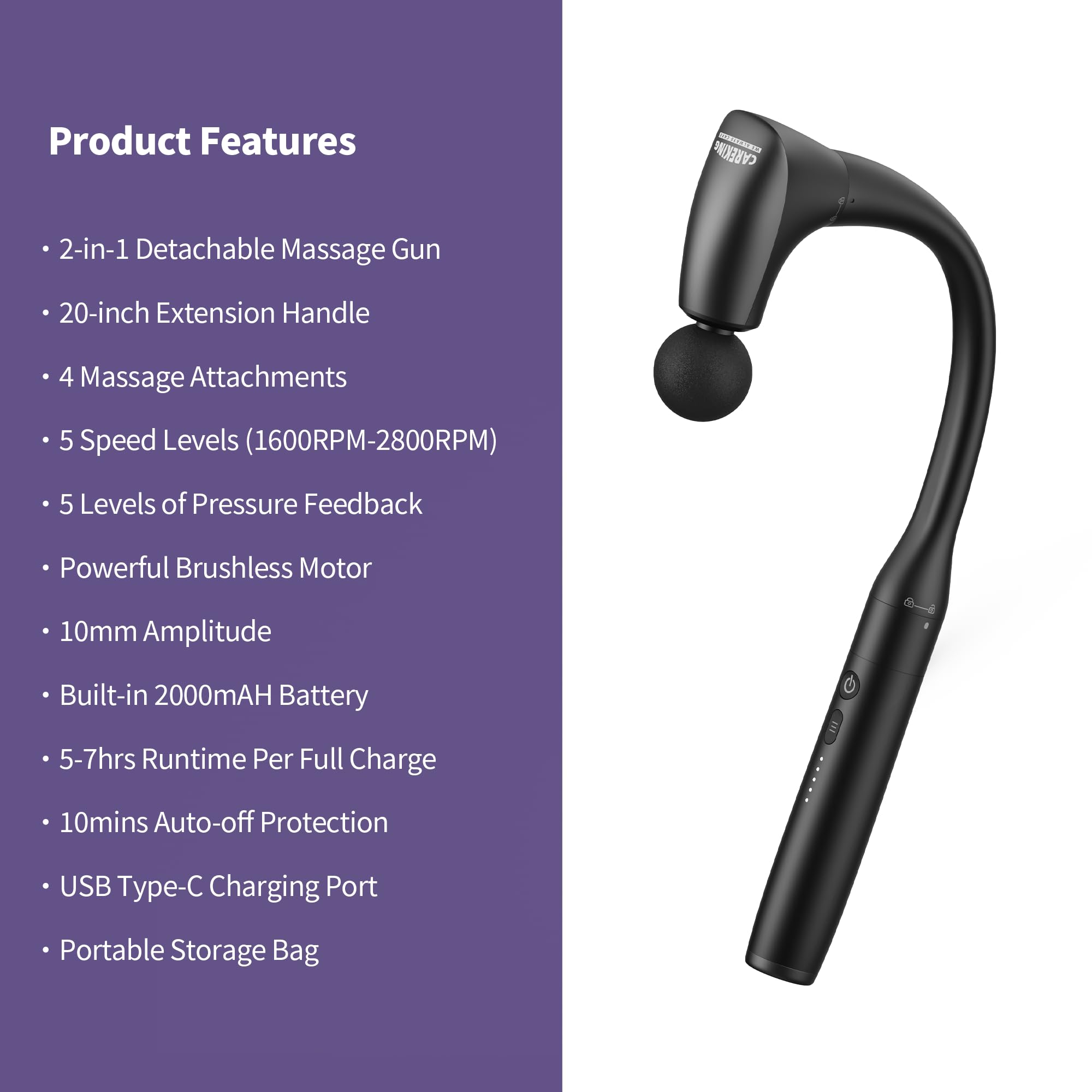 CAREKING compact handheld mode for portable use and on-the-go comfort