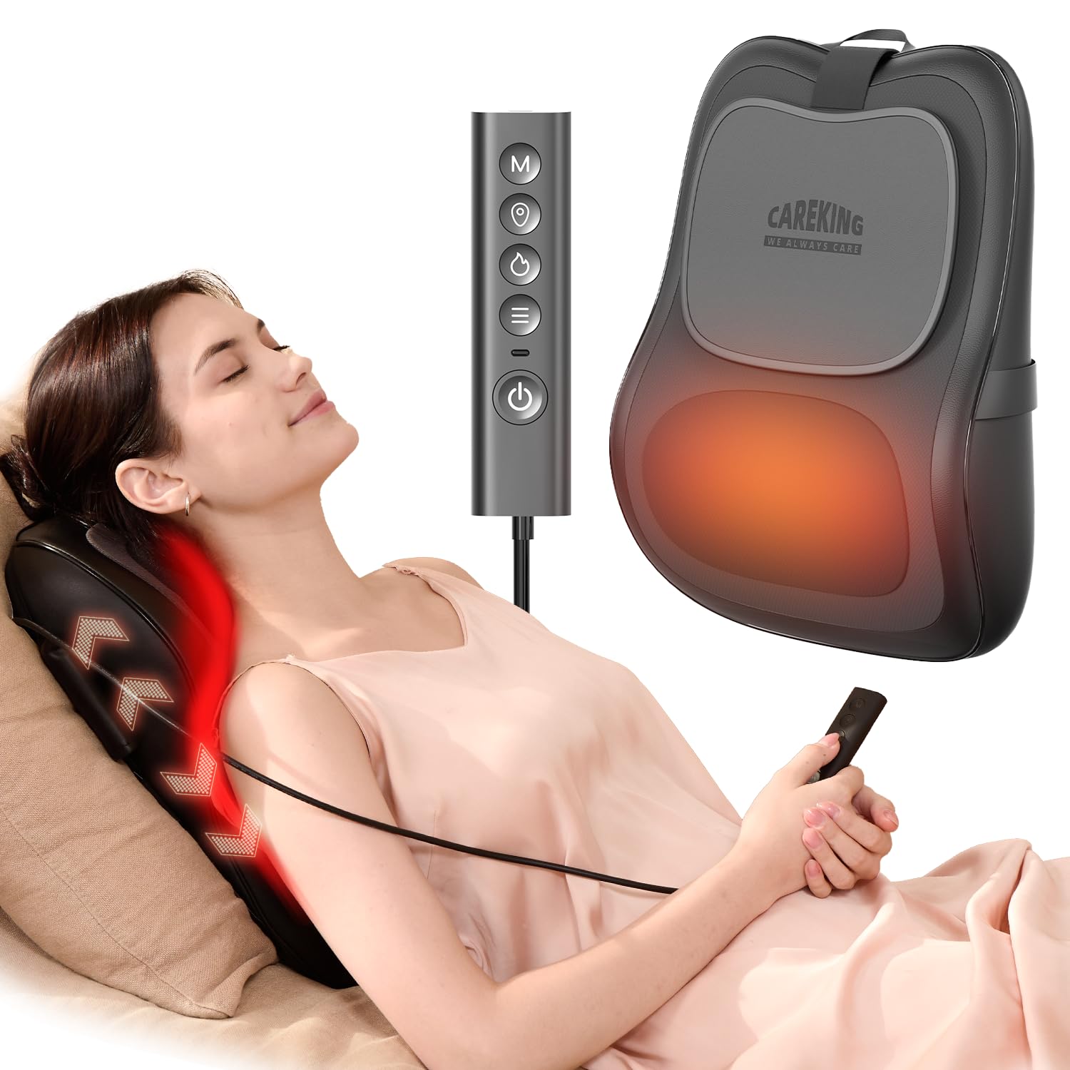 CareKing Up & Down Shiatsu Back Massager front view illustrating targeted kneading motion