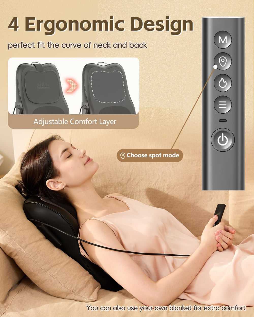 CareKing massager heat levels providing warming therapy options