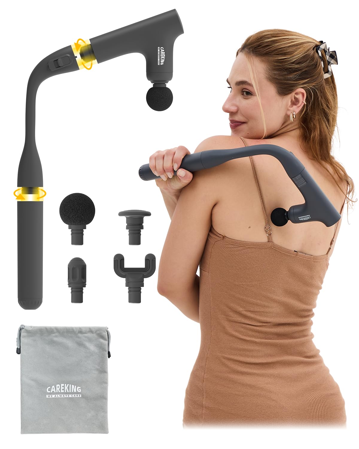 CAREKING WE ALWAYS CARE back massager with extended handle for easy reach and targeted relief