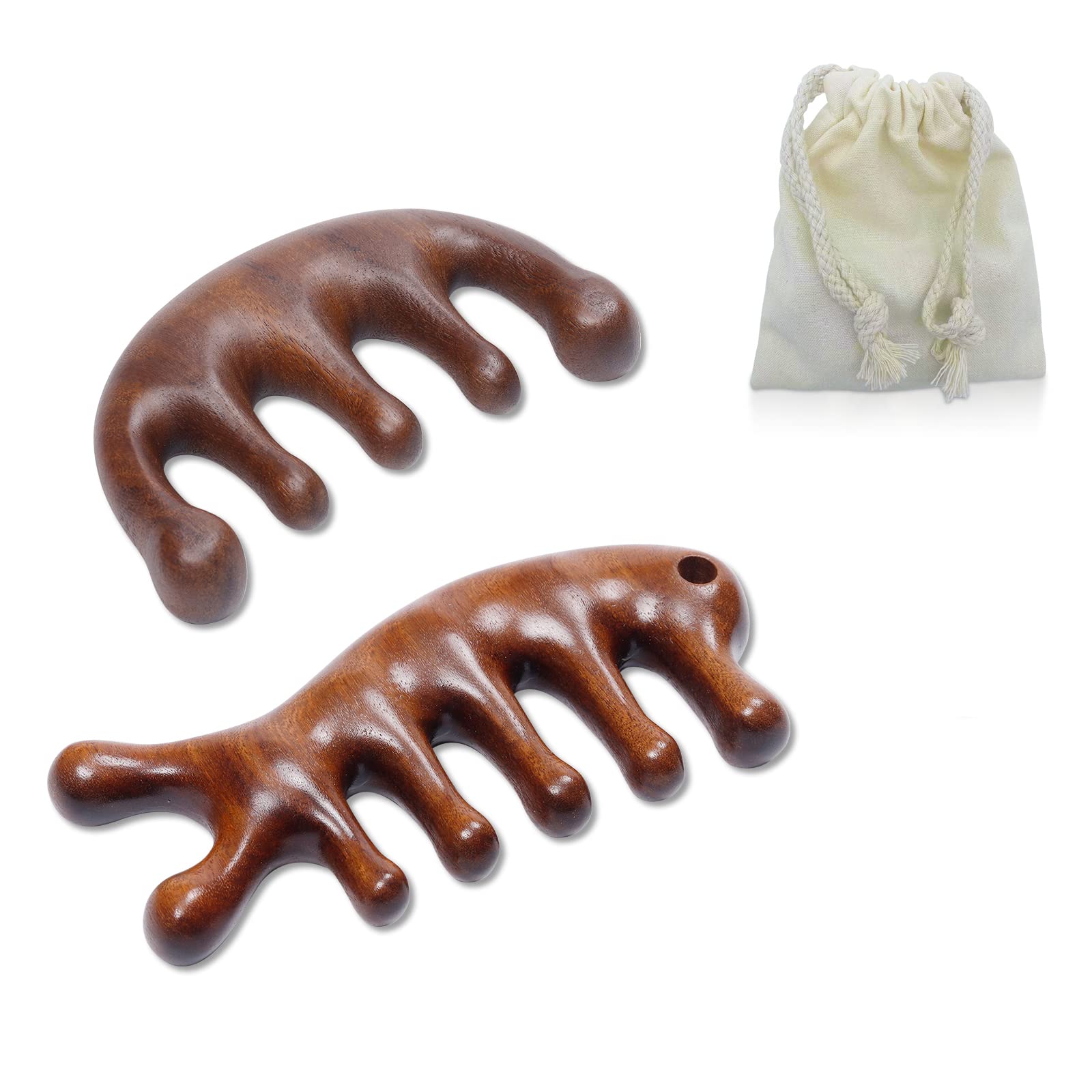 Carelax wooden wide-tooth comb front view shows smooth beeswax finish for gentle detangling.