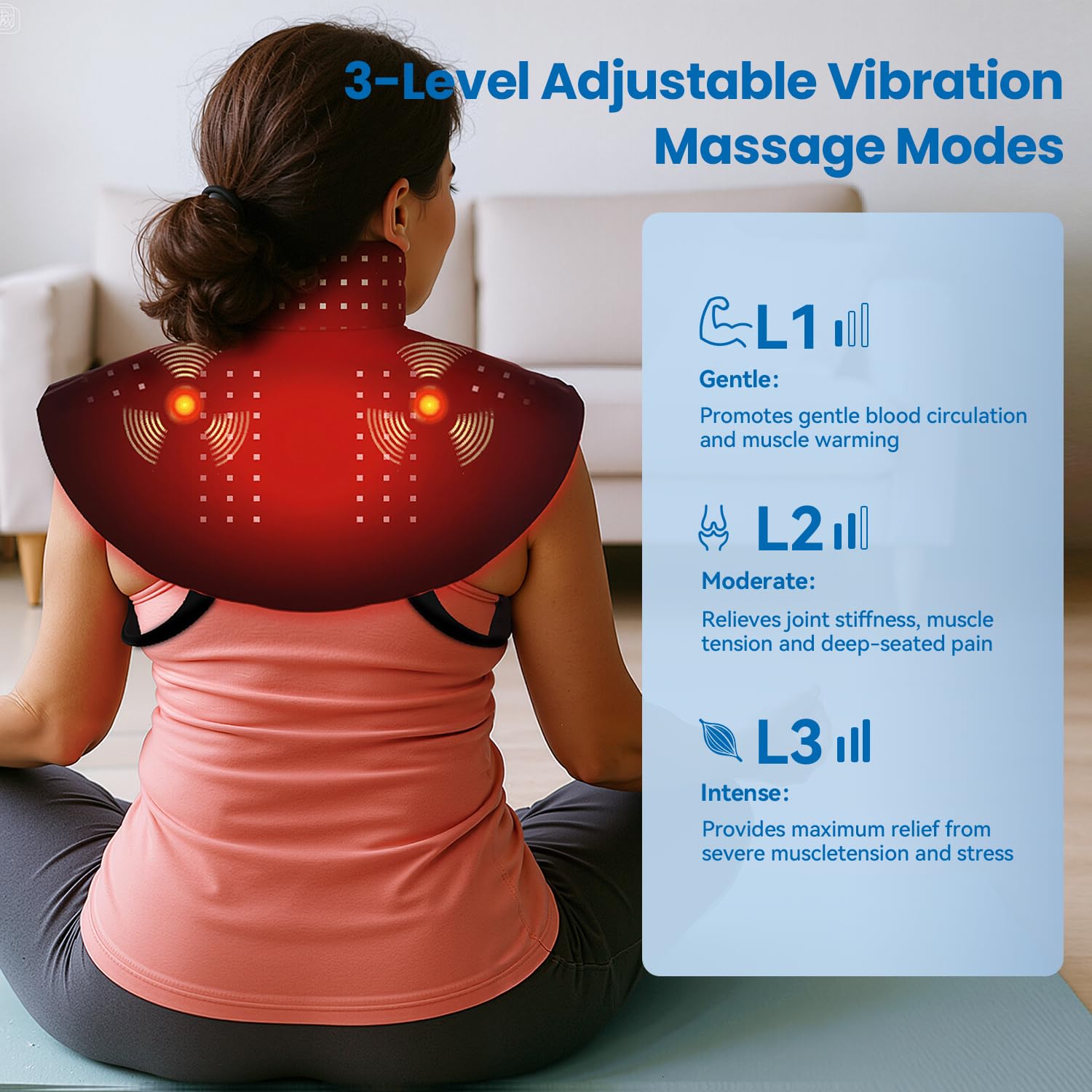 CAREMORR vibration massager alongside light therapy for relaxation