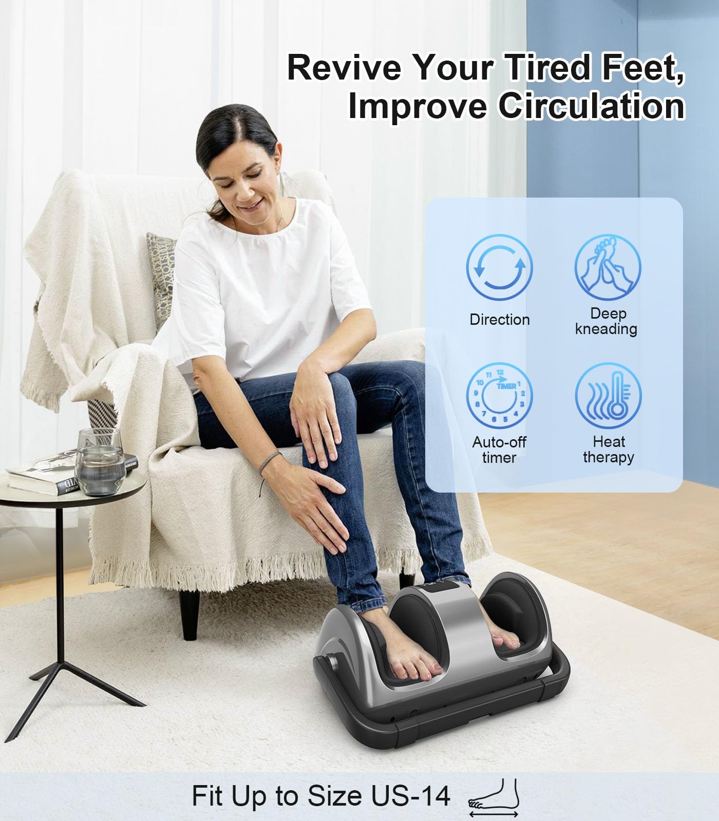 CARESKY foot massager with heat therapy for customizable warmth and relaxation