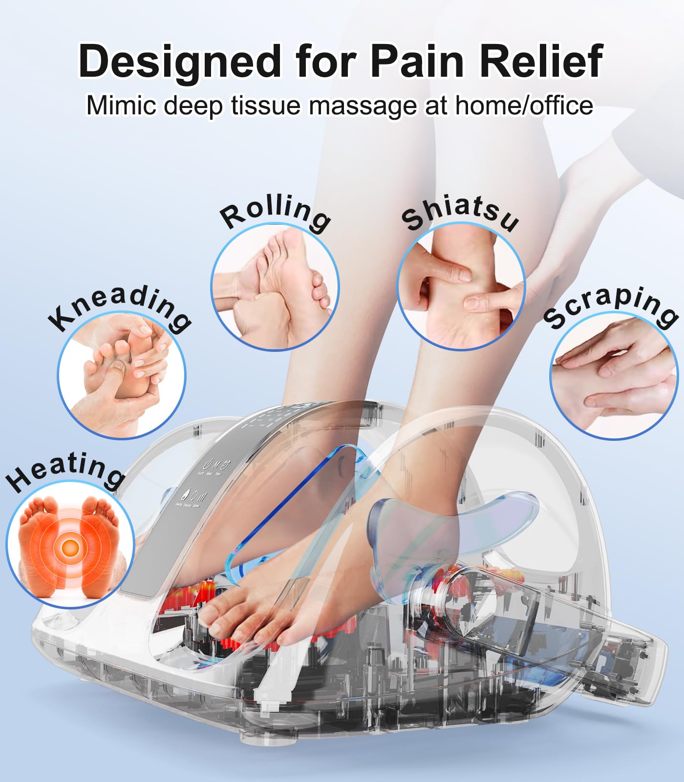 CARESKY Shiatsu kneading-rolling action soothes tired feet and calves