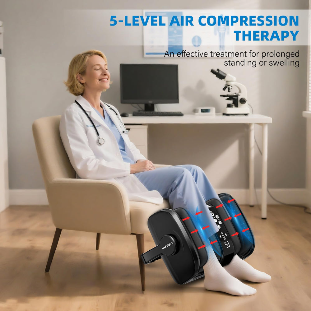CARESKYpro 360-degree comfort bar enables ankle and calf massage at home.