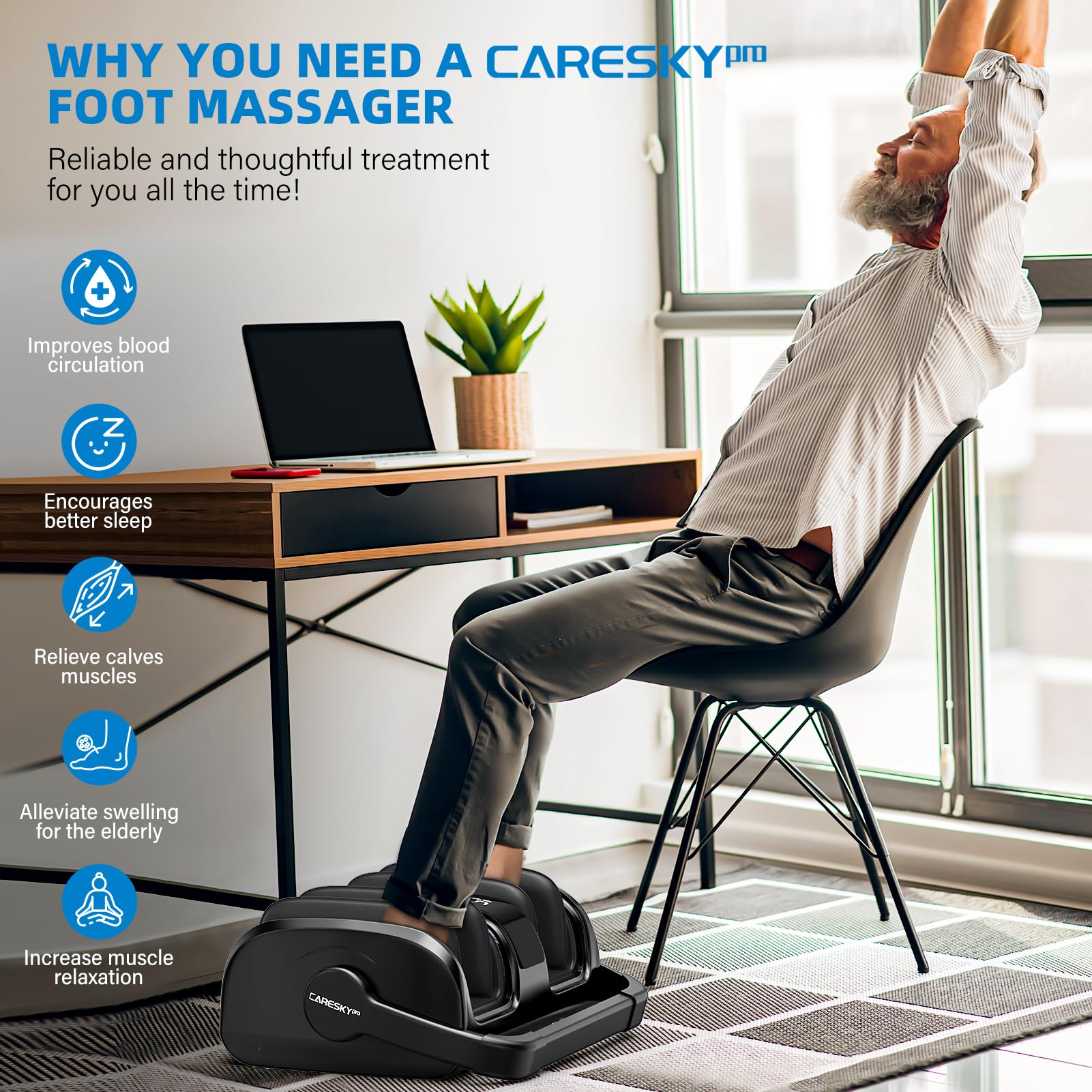 CARESKYpro user-friendly design makes massage simple after a long day.