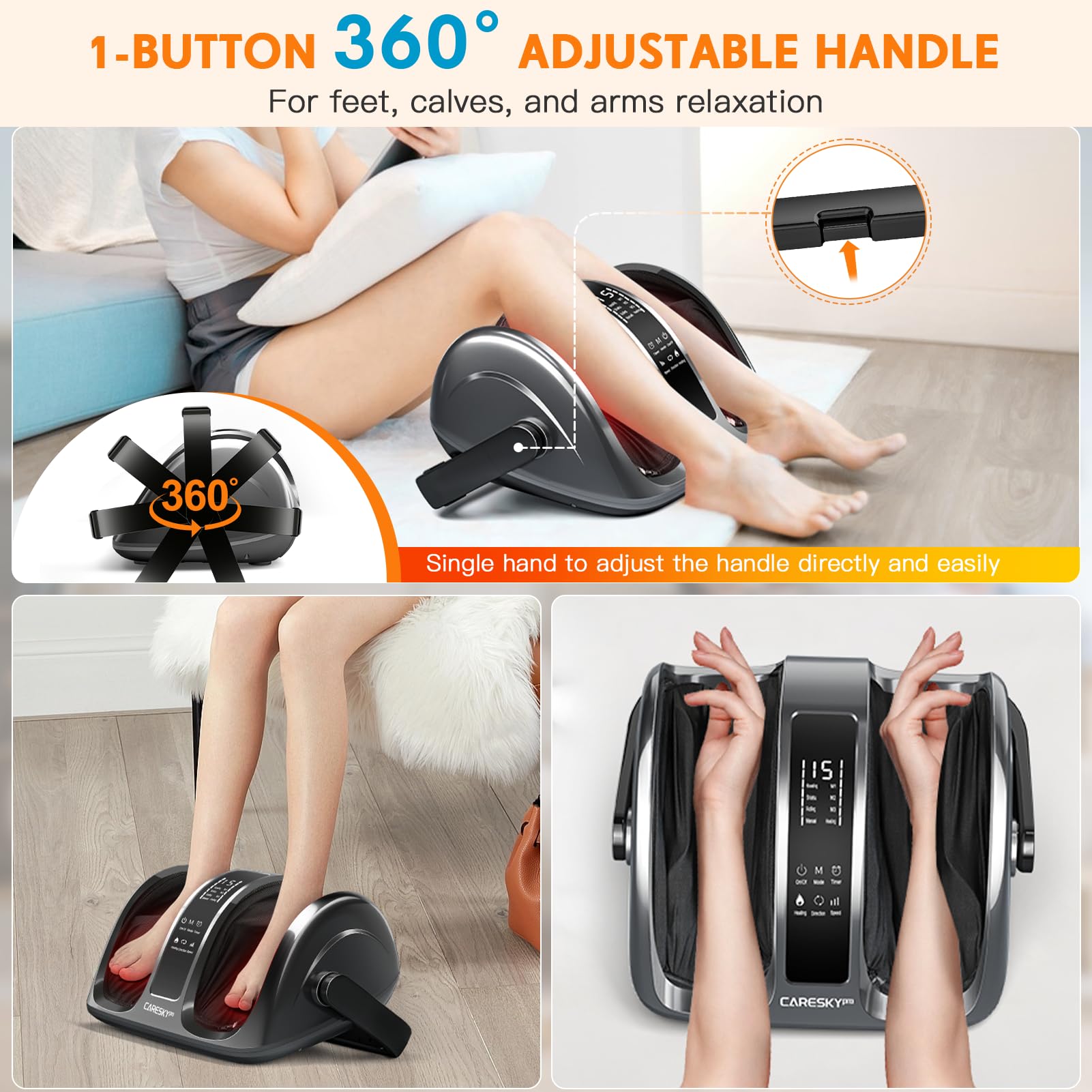 CARESKYpro Shiatsu Foot Massager in use for full foot massage experience.