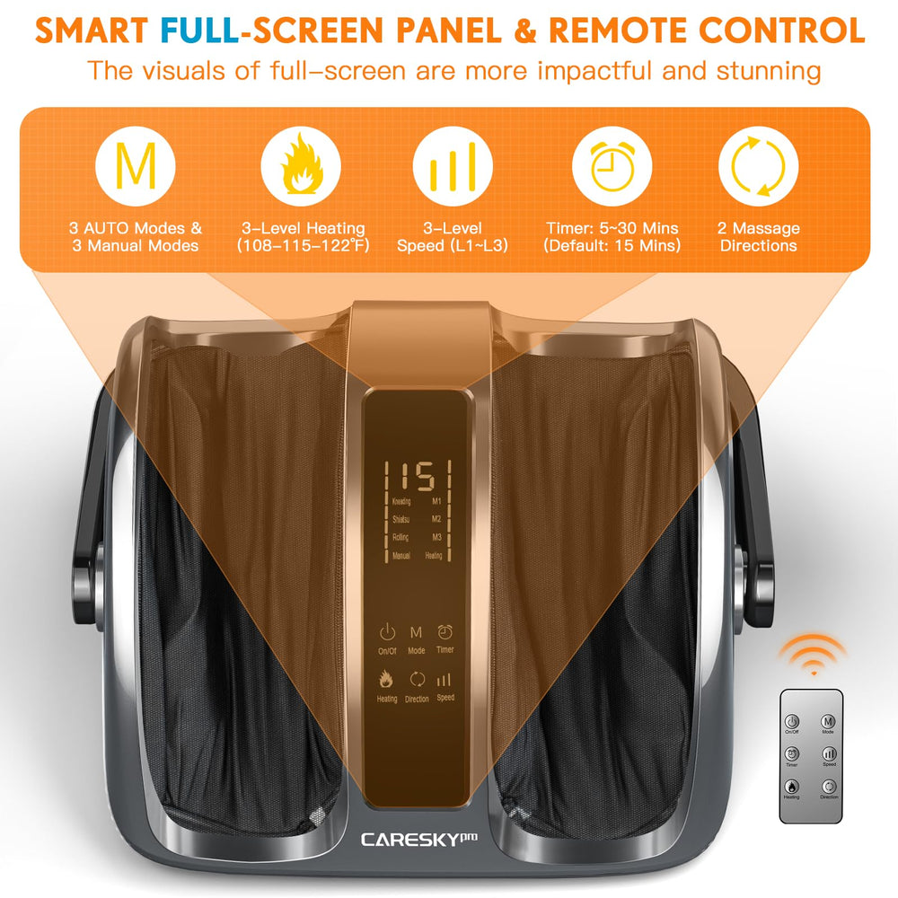CARESKYpro Shiatsu Foot Massager rolling and kneading action targets arches and heels.