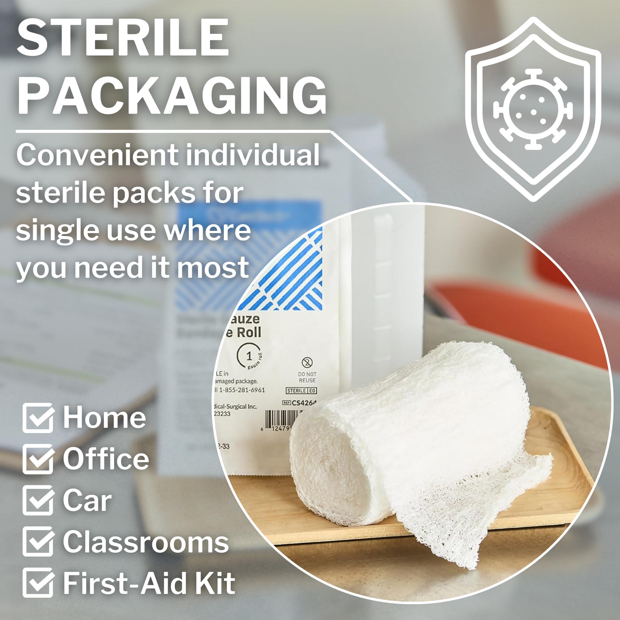 CareStock gauze rolls on arm; versatile dressing option for injuries