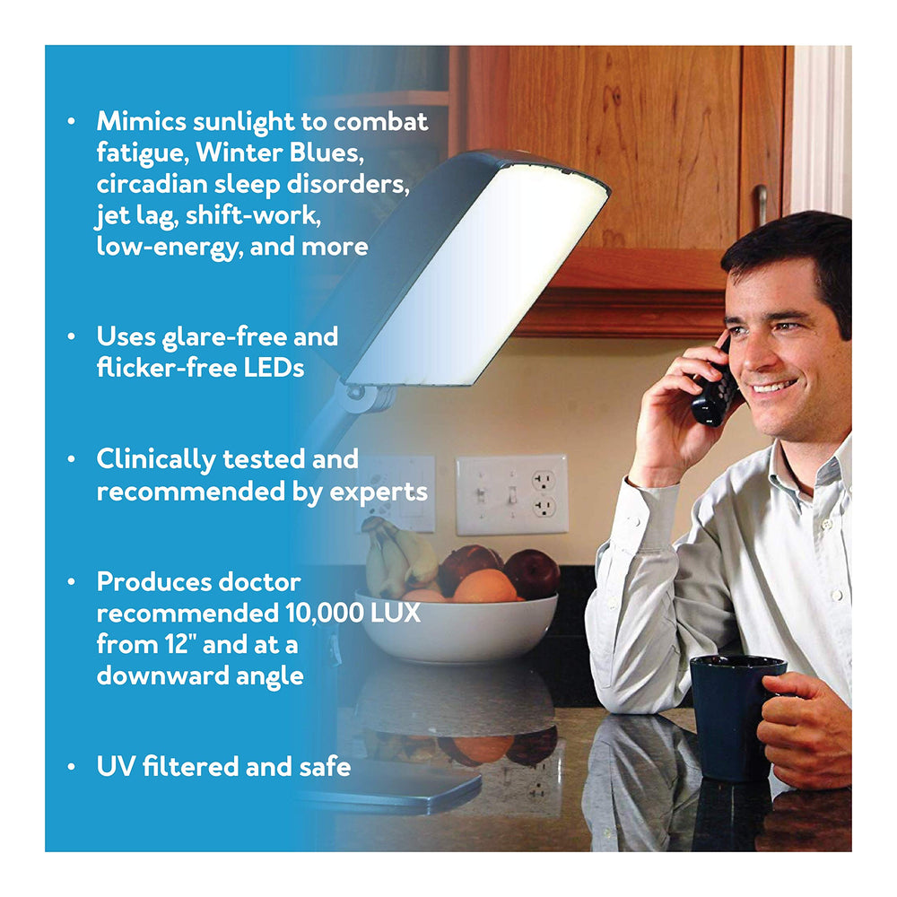 Carex Day-Light Sky height-adjustment dial detail demonstrates easy position changes.