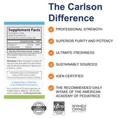 Carlson Baby D3 drops dispensing 400 IU per drop for infants.