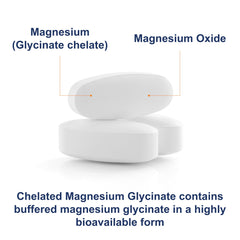 Carlson Chelated Magnesium bottle on a clean counter, 180 tablets per bottle