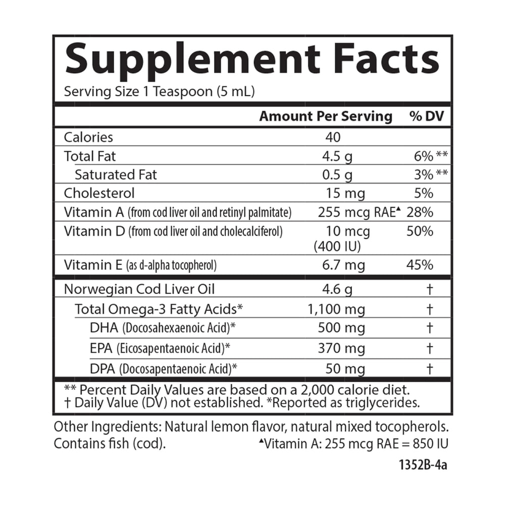 Carlson cod liver oil 500 mL bottle front view suggests daily supplement.