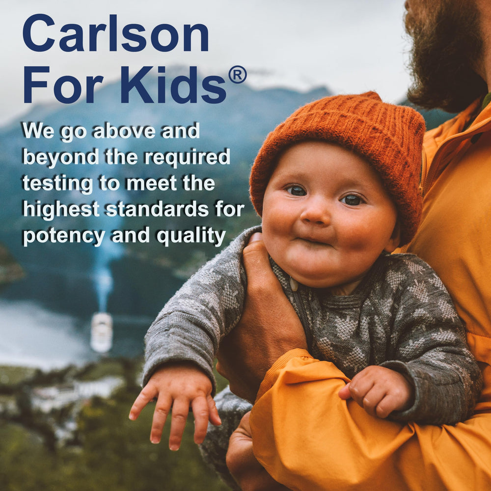 Carlson D3 bottle shown on a kitchen table for daily use.