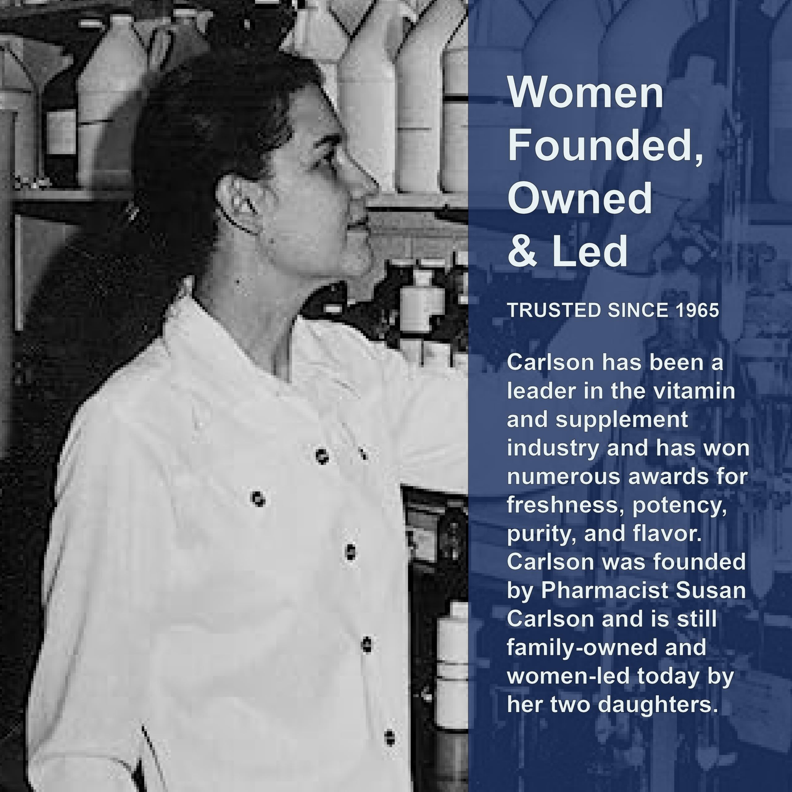 Independent lab testing certifies Carlson D3 potency and quality since 1965.