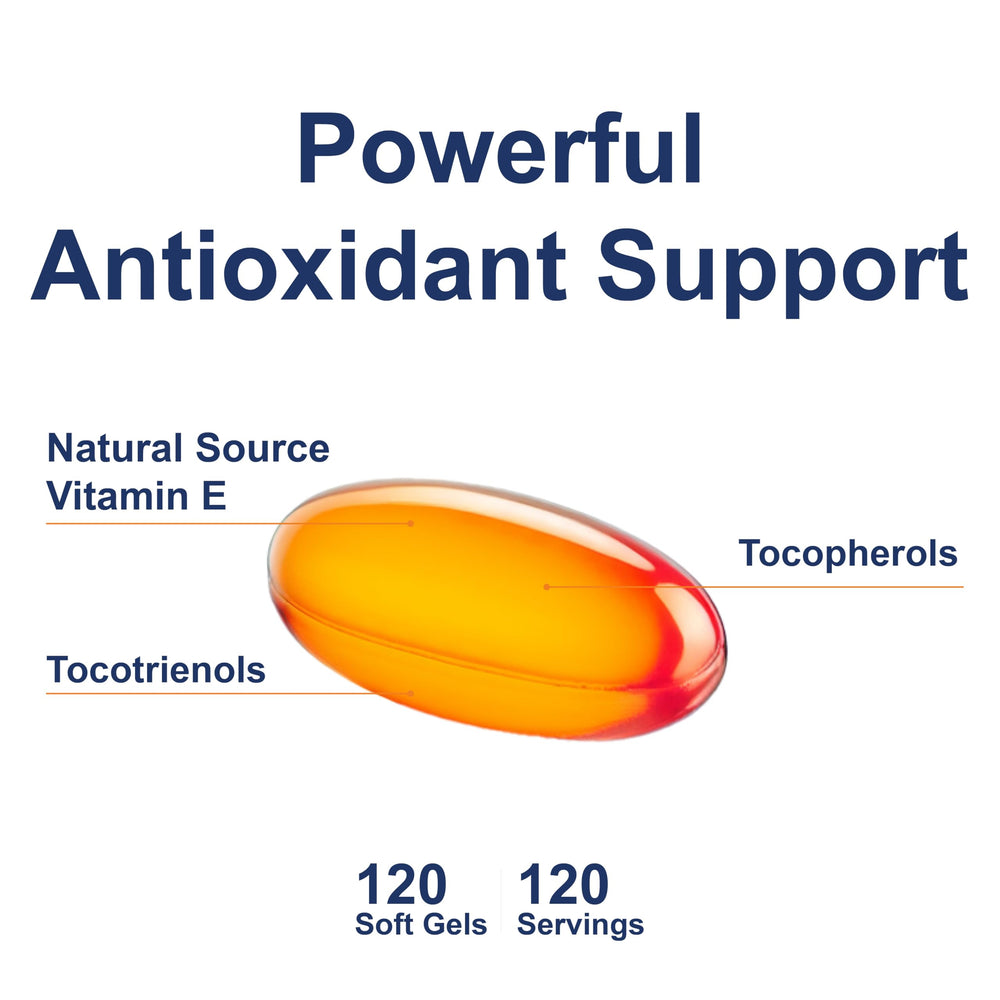 Carlson E-Gems Elite ingredient panel with tocopherols and tocotrienols