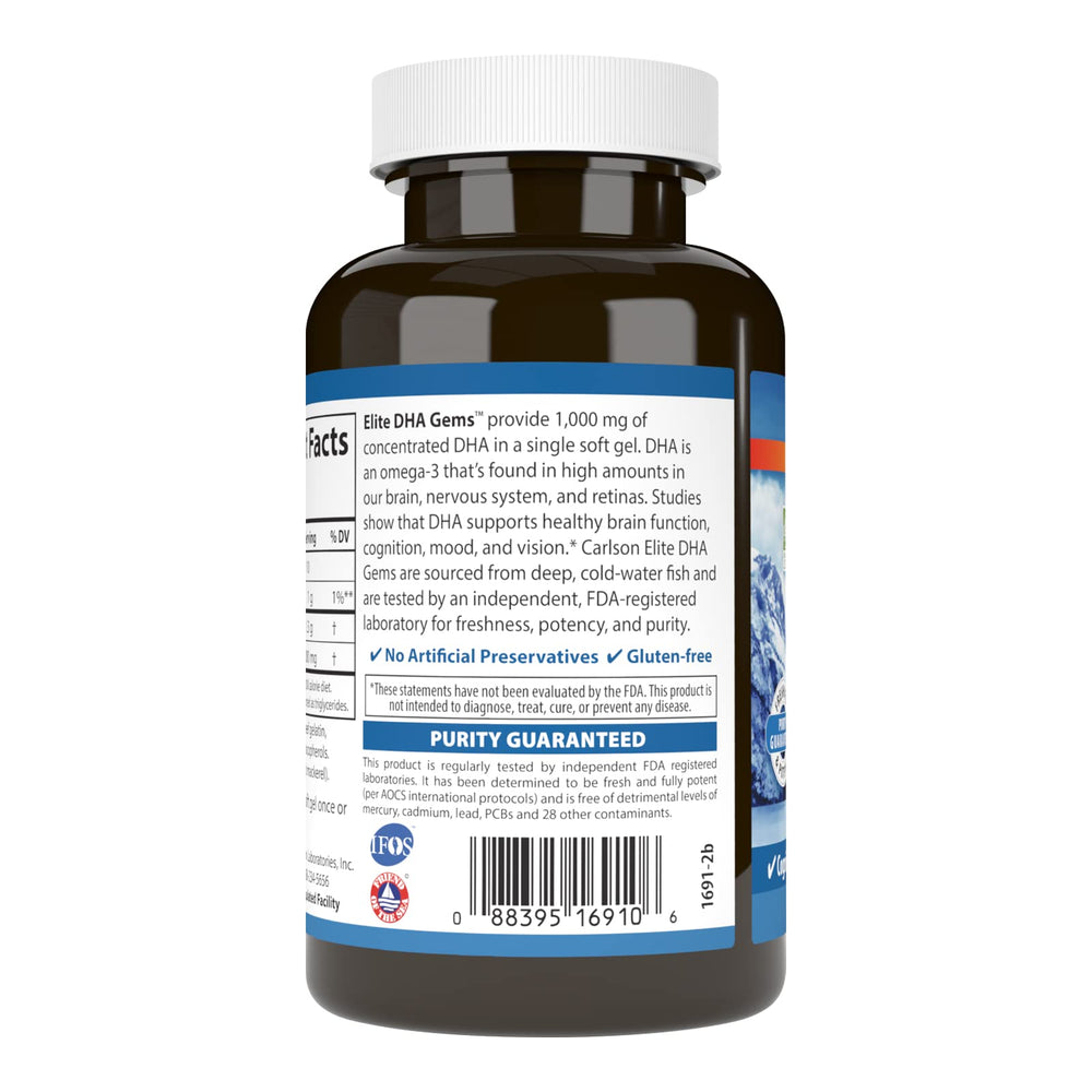 Carlson Elite DHA Gems softgels on a spoon for easy daily intake