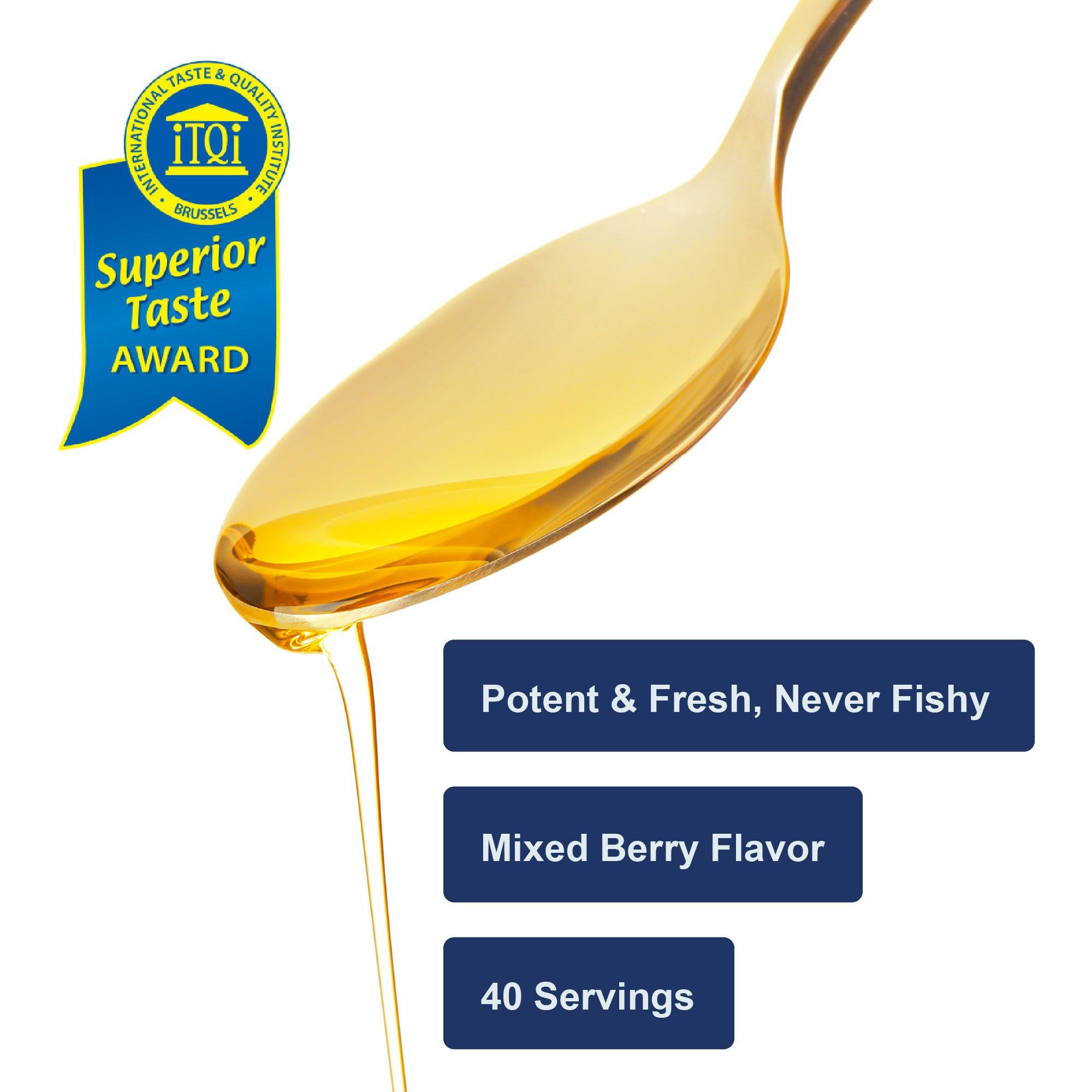 Pouring Carlson fish oil into a teaspoon for easy daily use.
