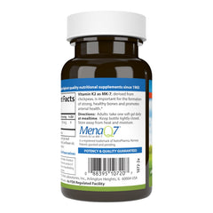 Carlson K2 MK-7 bottle label featuring MenaQ7 clinically studied ingredient.