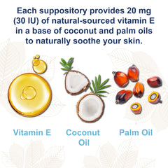 Carlson Key-E Suppositories product label emphasizes coconut and palm oil base