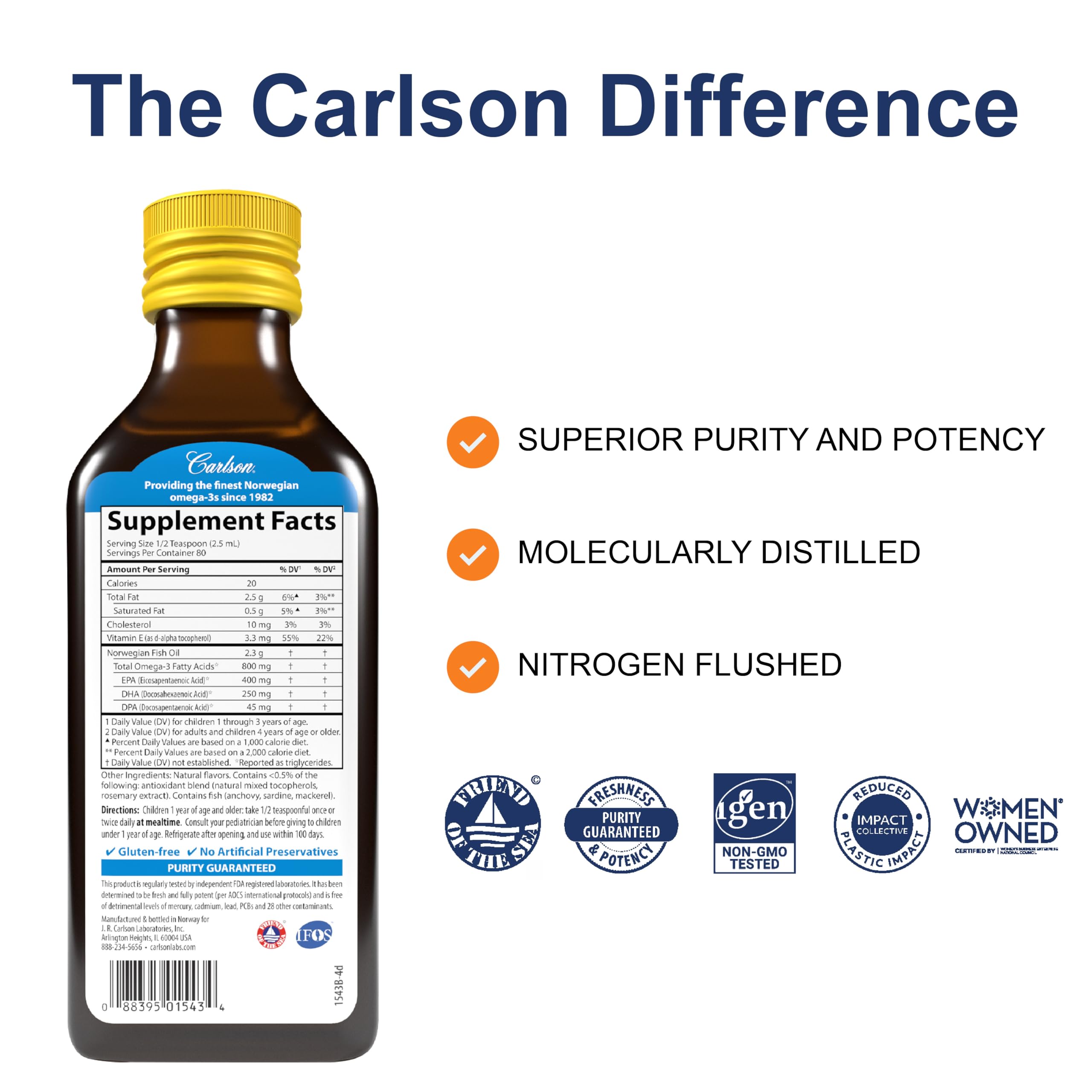 CarlsonKids fish oil lemon bottle pour demonstrates easy dispensing for daily servings.