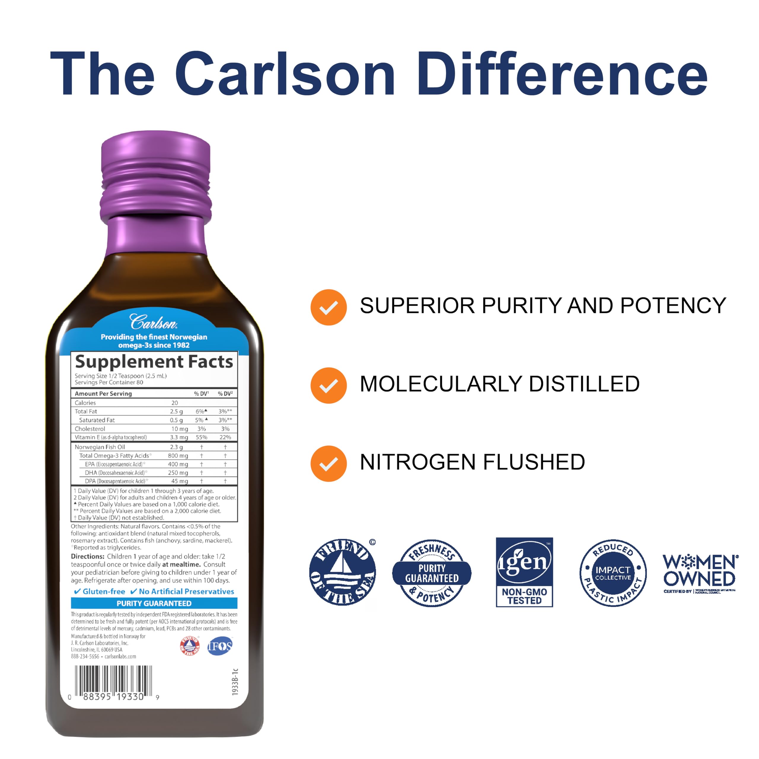 Dropper from Carlson Kids oil for easy, kid-friendly dosing