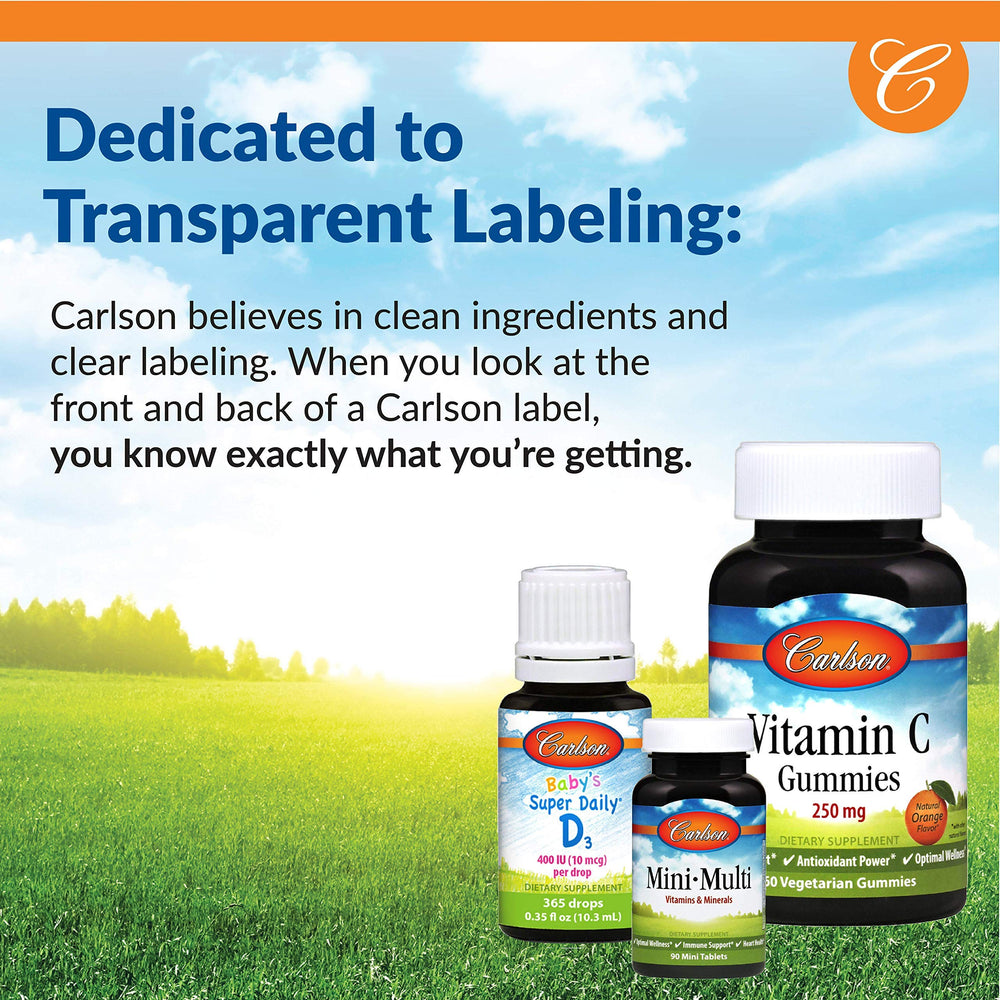 Carlson L-Lysine Powder packaging communicates potency and guaranteed quality.