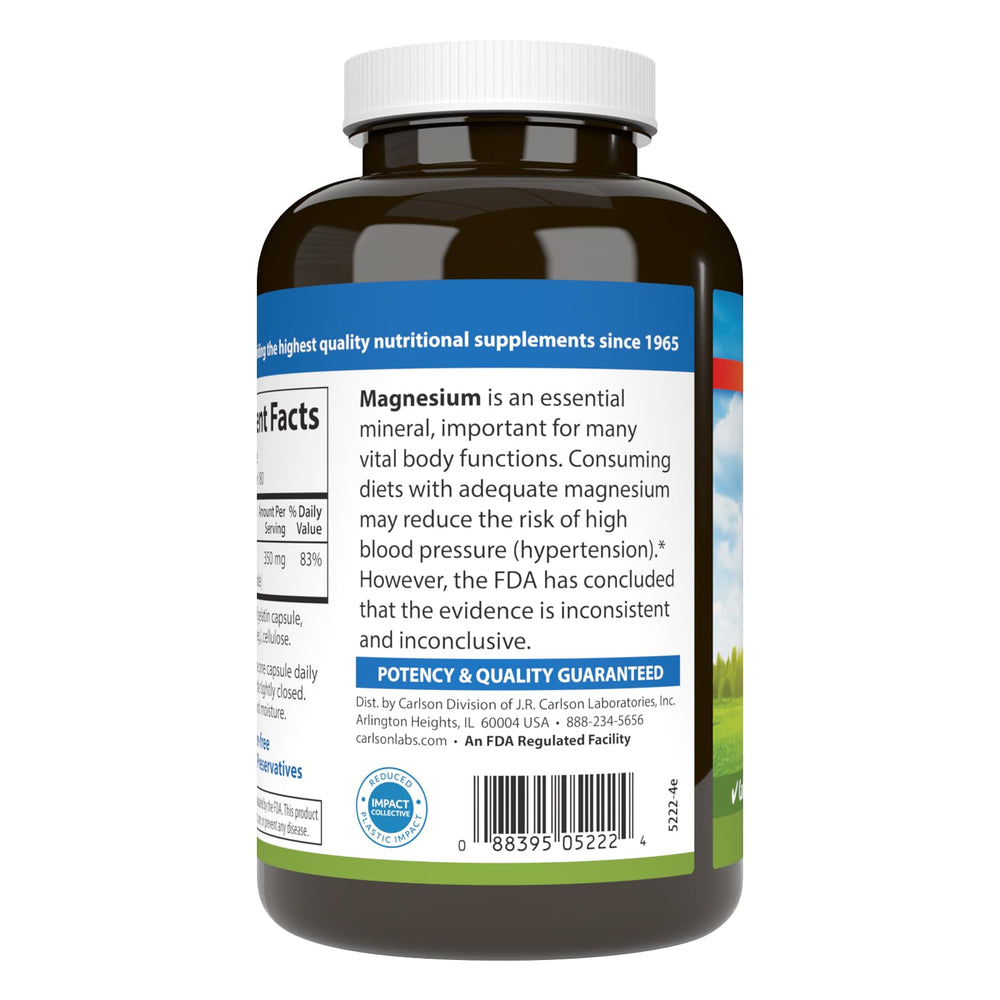 Carlson Magnesium bottle with seal to ensure freshness.