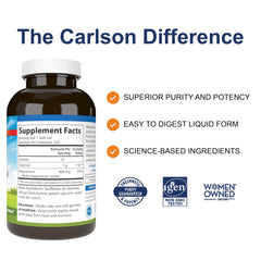 Carlson Magnesium Gels softgels close-up showing easy-to-swallow capsules.
