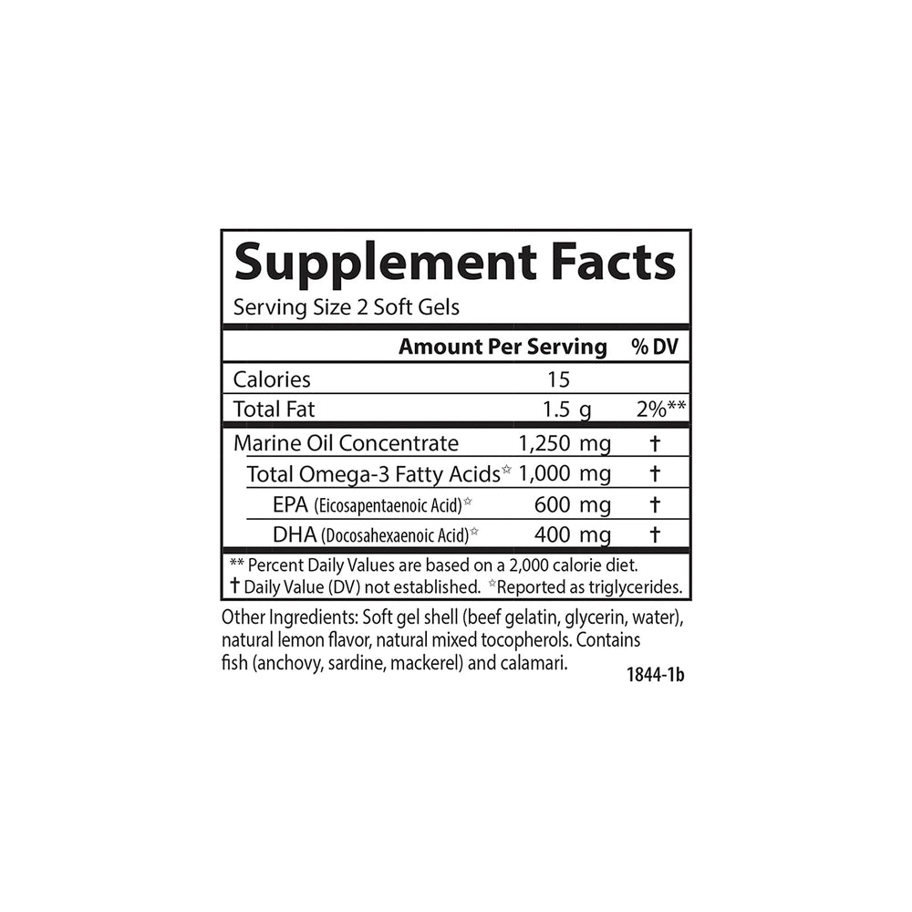 Carlson Maximum Omega Minis freshness seal conveys potency and purity.