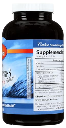 Carlson Omega-3 Gems bottle pour—easy daily dose for brain and heart support