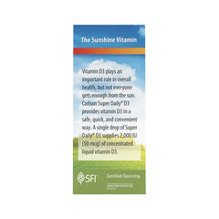 Carlson Super Daily D3 label shows vegetarian vitamin D3 formulation
