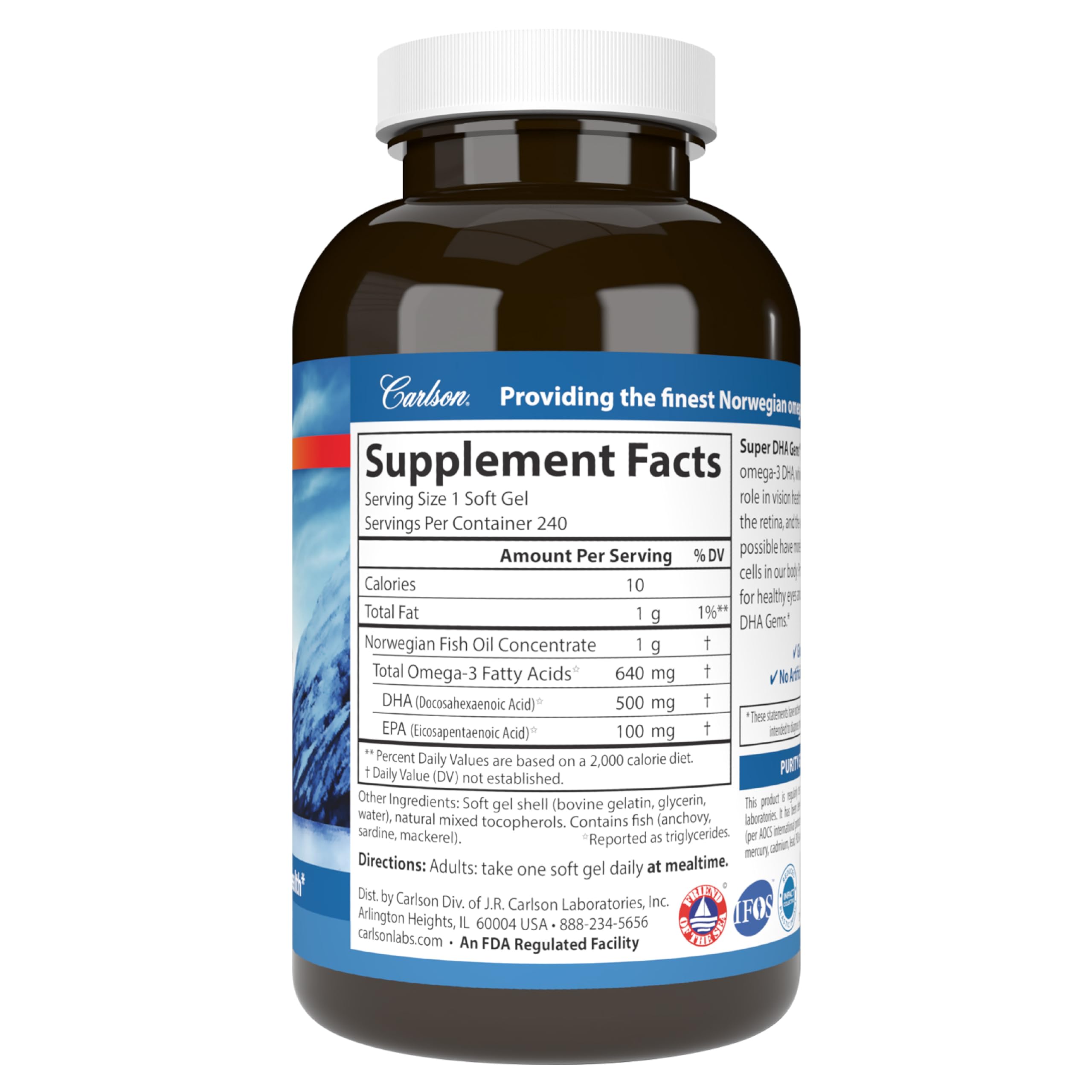 Carlson Super DHA Gems omega-3 coverage illustrates broad fatty acids for balanced nutrition